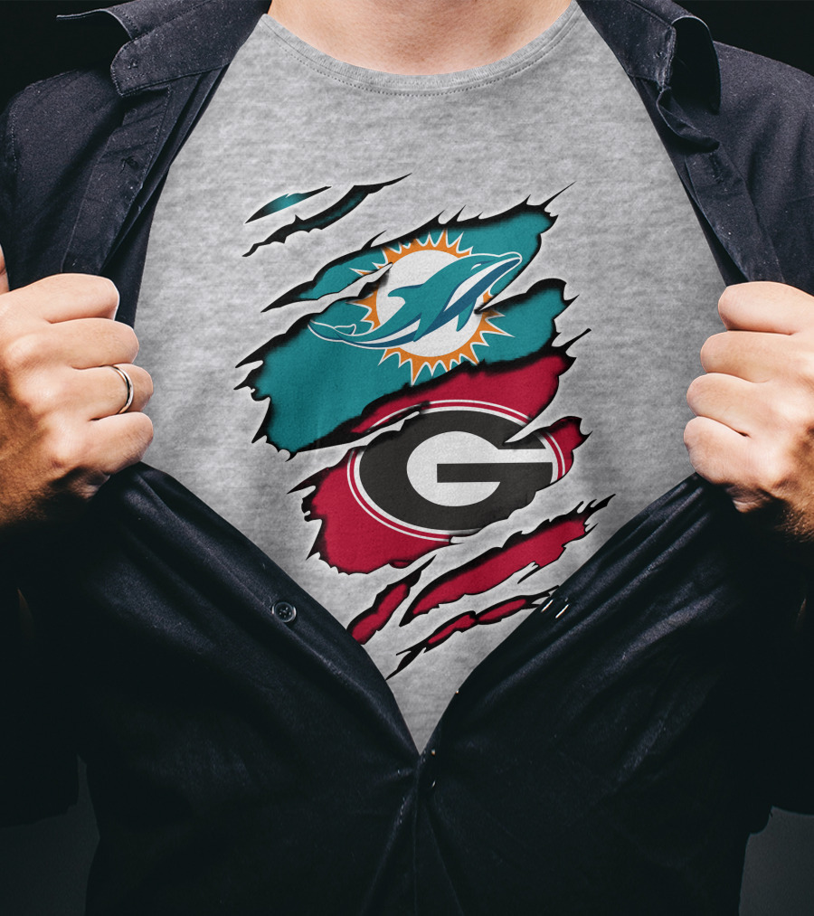 Miami Dolphins Georgia Bulldogs Fan T-Shirt