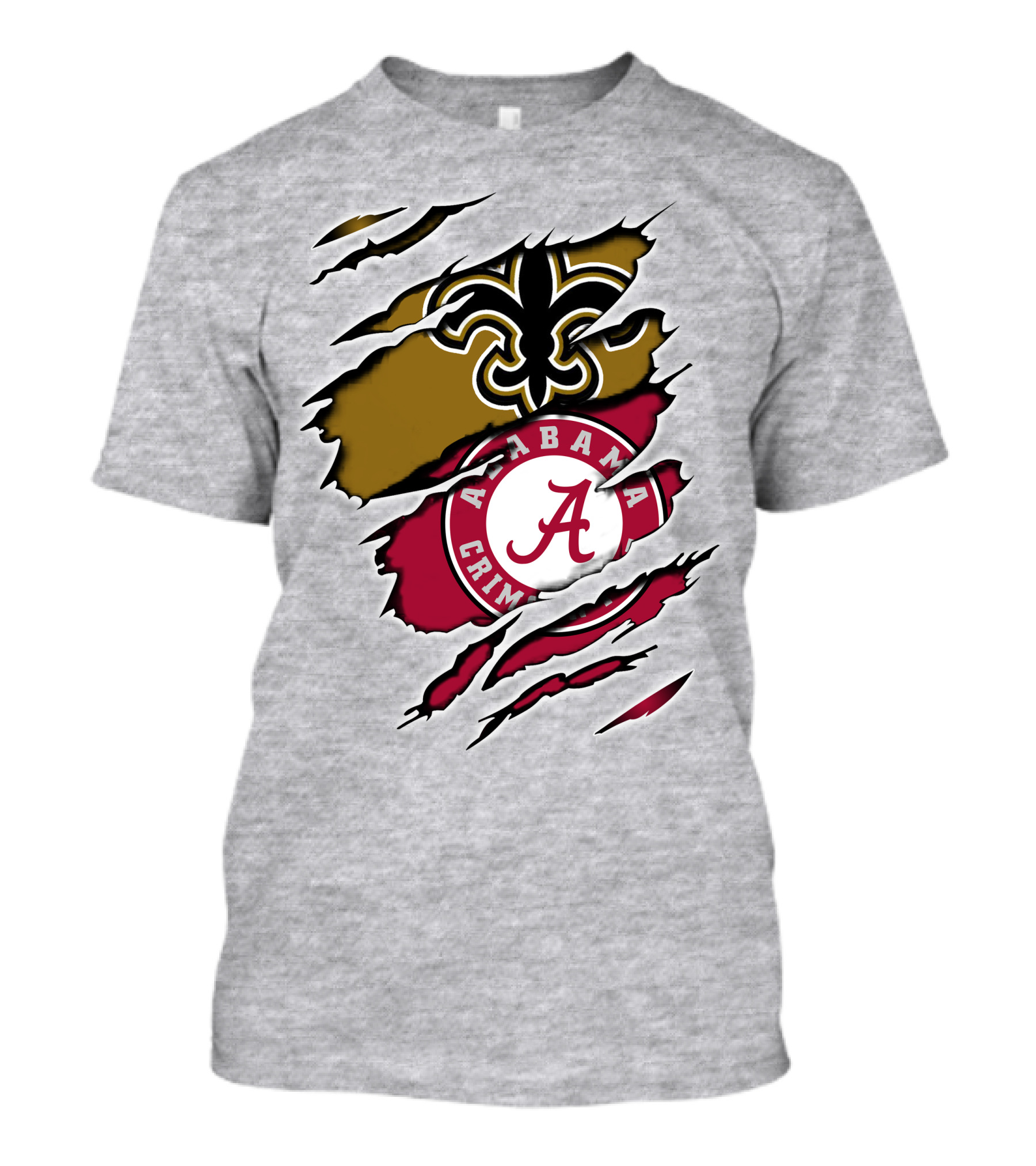 Saints Alabama Crimson Tide Fleur De Lis Claw Marks T-Shirt