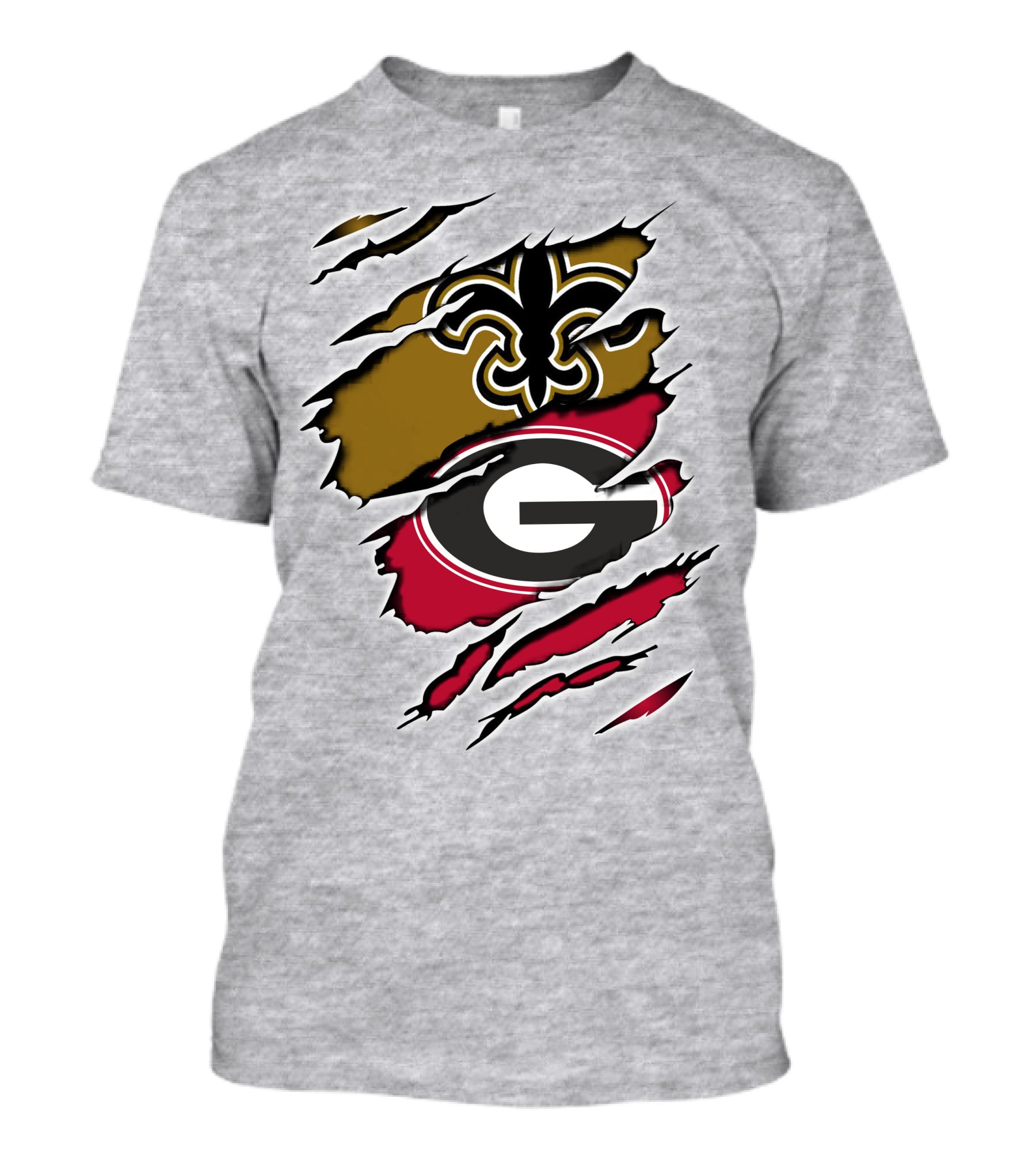 New Orleans Saints Fleur-De-Lis Georgia Bulldogs Logo Fusion T-Shirt