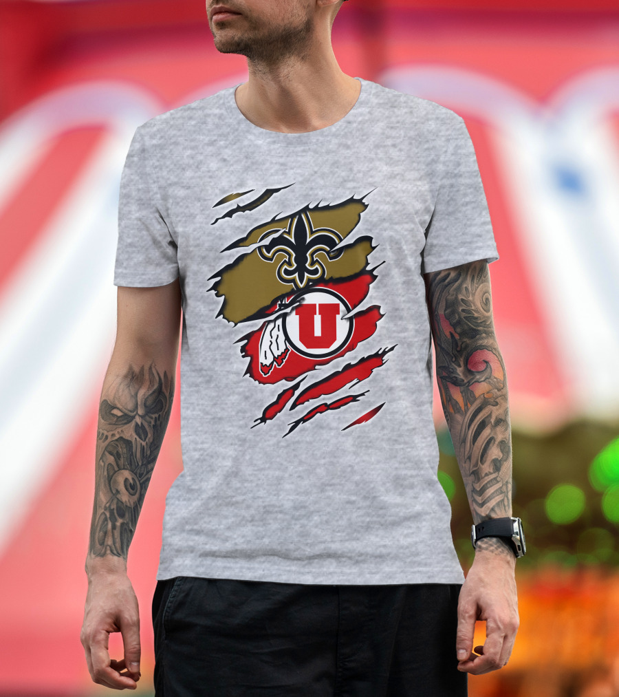 New Orleans Saints Utah Utes Fusion Fan Gear T-Shirt