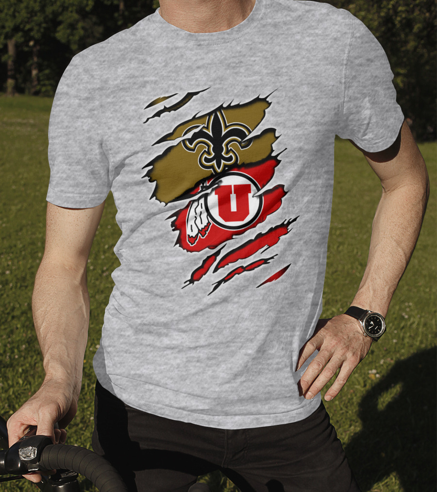New Orleans Saints Utah Utes Fusion Fan Gear T-Shirt