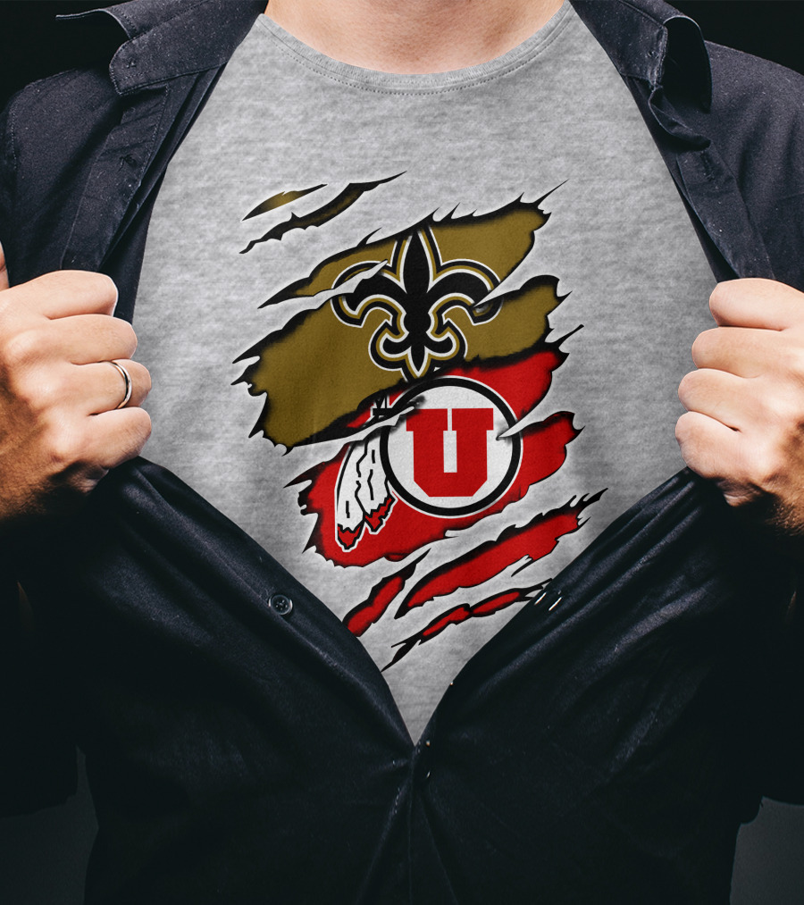 New Orleans Saints Utah Utes Fusion Fan Gear T-Shirt