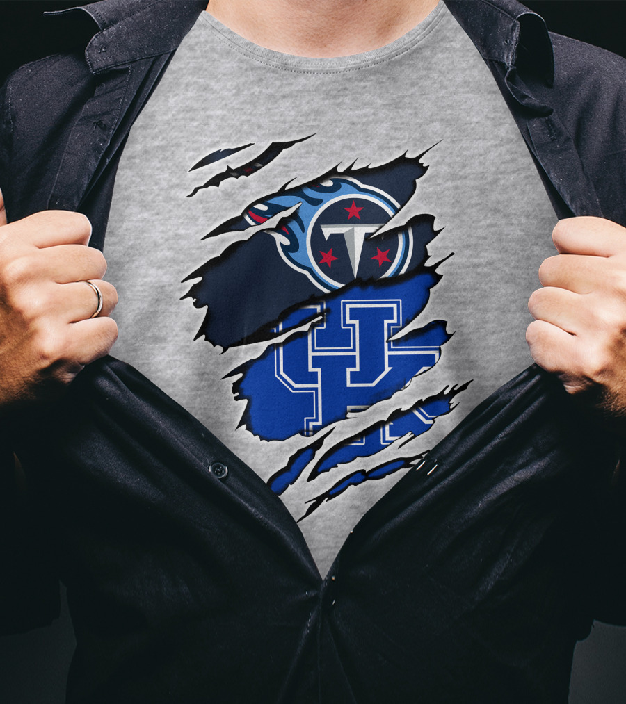 Tennessee Titans And Kentucky Wildcats Logo Fusion T-Shirt