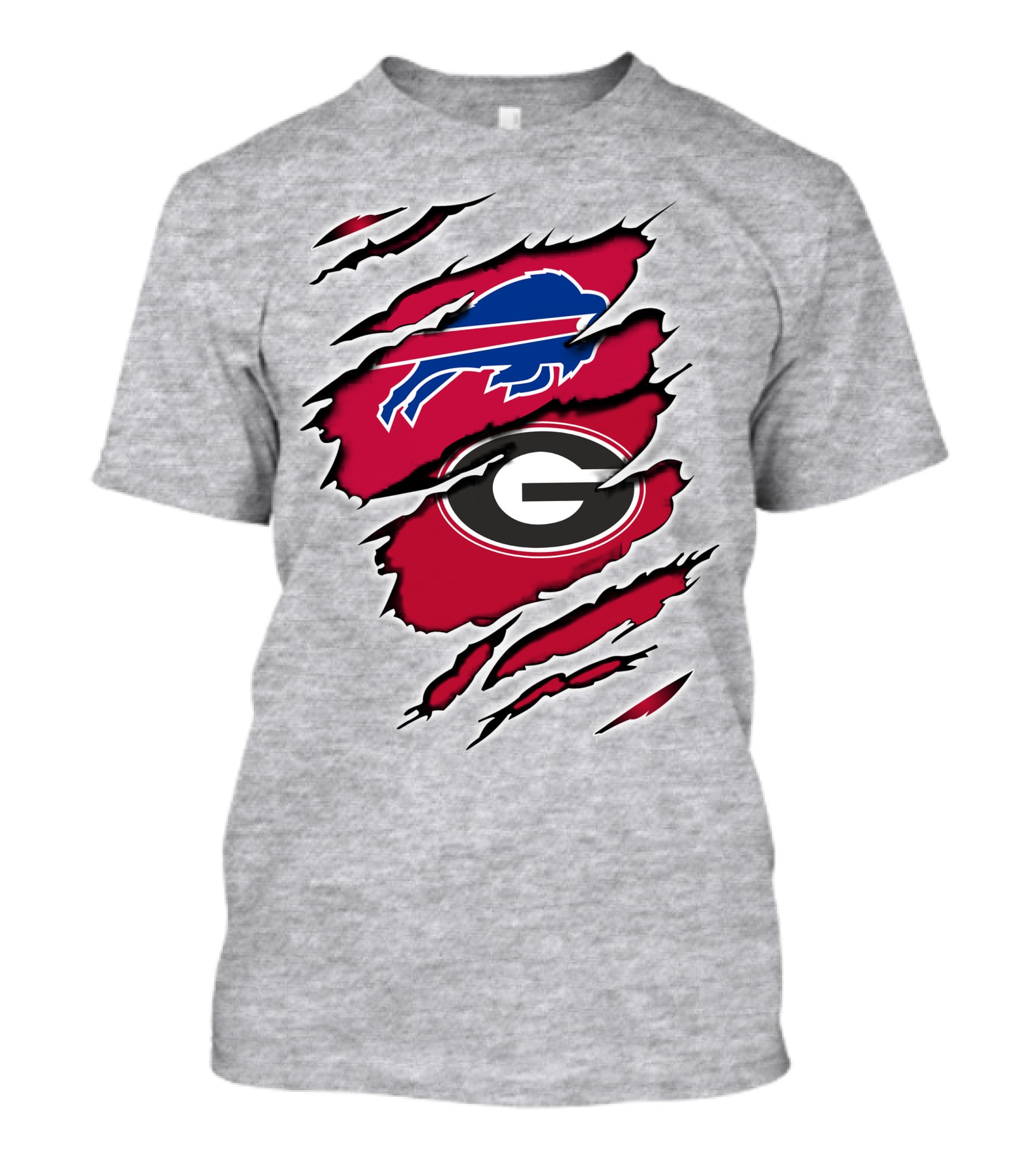 Buffalo Bills Georgia Bulldogs Claw Marks Fan Mashup Logo Emblem T-Shirt