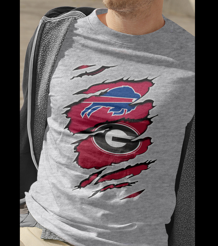 Buffalo Bills Georgia Bulldogs Claw Marks Fan Mashup Logo Emblem T-Shirt