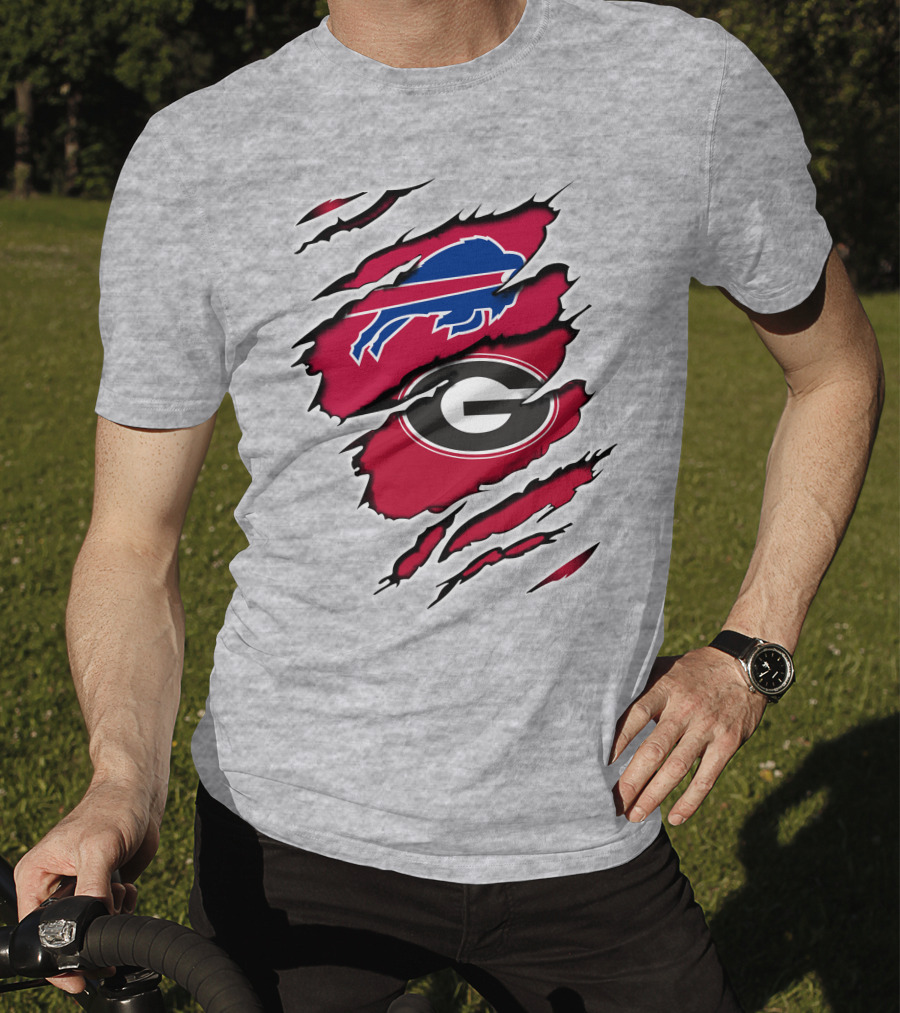 Buffalo Bills Georgia Bulldogs Claw Marks Fan Mashup Logo Emblem T-Shirt