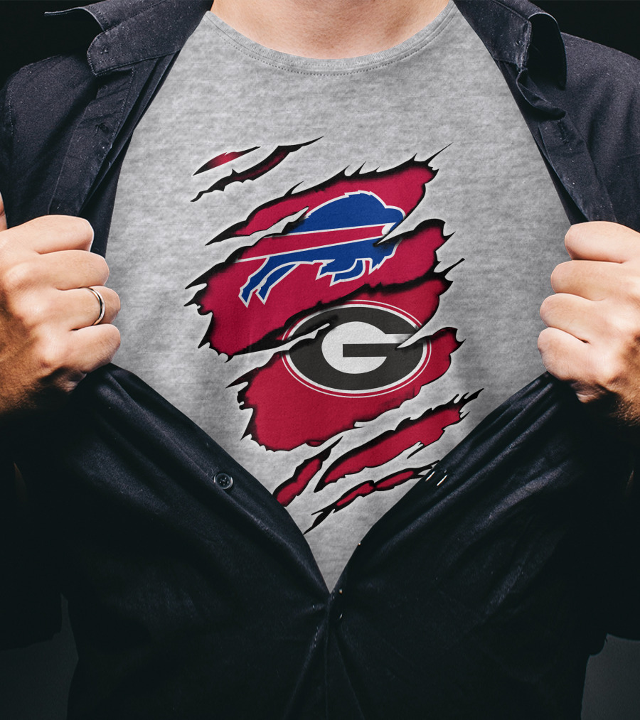 Buffalo Bills Georgia Bulldogs Claw Marks Fan Mashup Logo Emblem T-Shirt