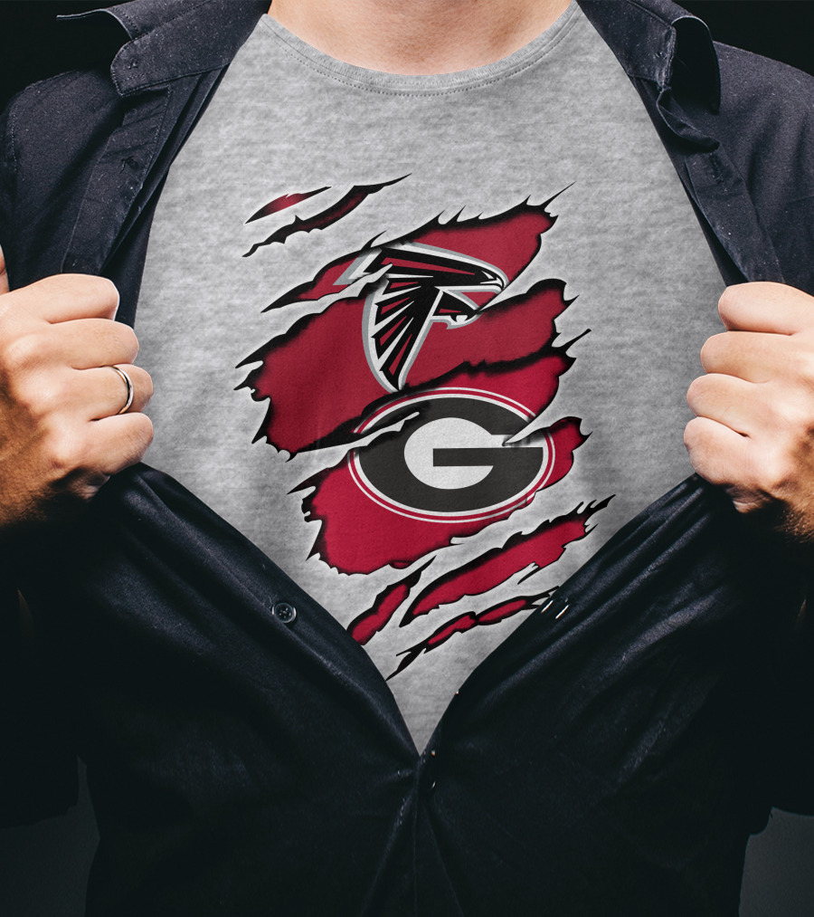 Atlanta Falcons Georgia Bulldogs Claw Mark Logo Fusion T-Shirt