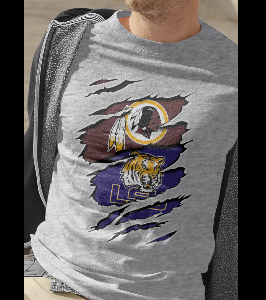 Washington Redskins Lsu Tigers Logo Claw Marks T-Shirt