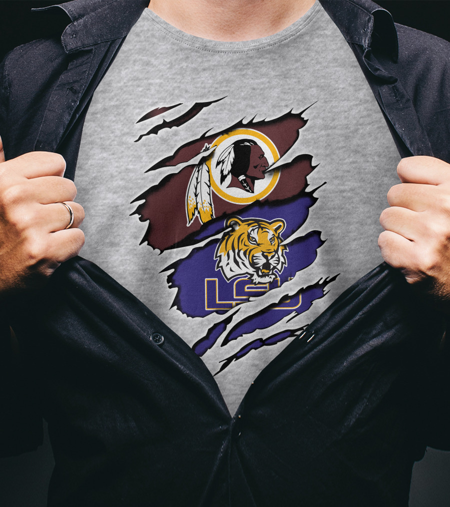 Washington Redskins Lsu Tigers Logo Claw Marks T-Shirt