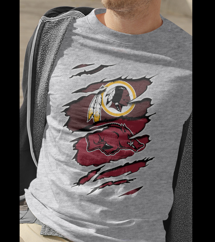 Redskins And Arkansas Razorbacks Claw T-Shirt