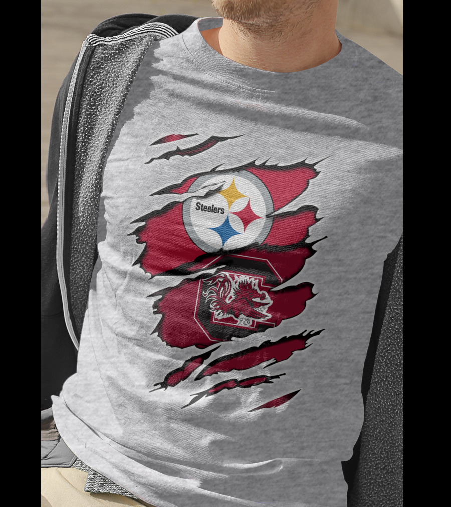 Steelers Gamecocks Ripped T-Shirt
