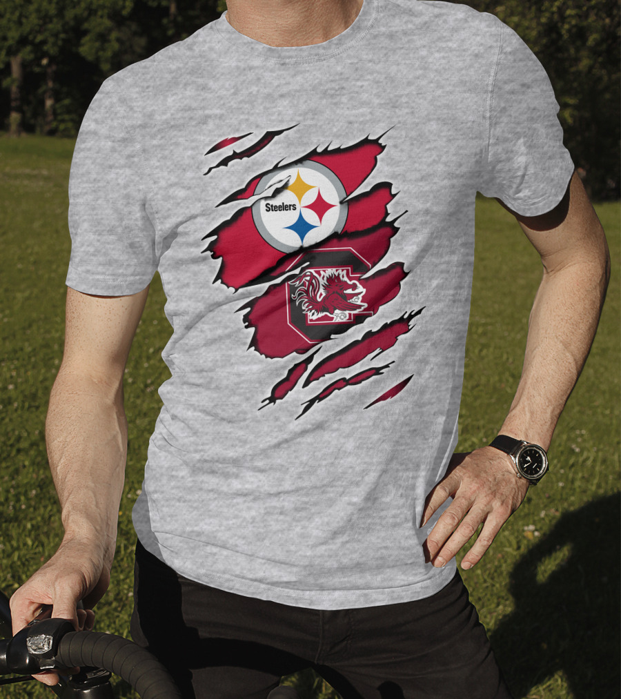 Steelers Gamecocks Ripped T-Shirt