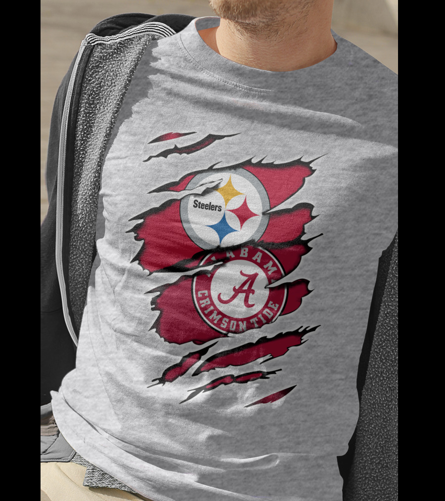 Steelers Alabama Crimson Tide Fan Logo Collaboration T-Shirt