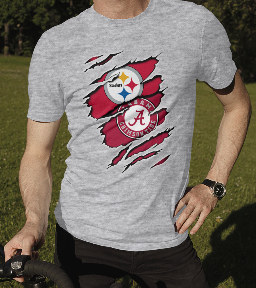 Steelers Alabama Crimson Tide Fan Logo Collaboration T-Shirt