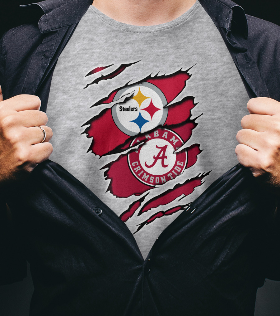 Steelers Alabama Crimson Tide Fan Logo Collaboration T-Shirt