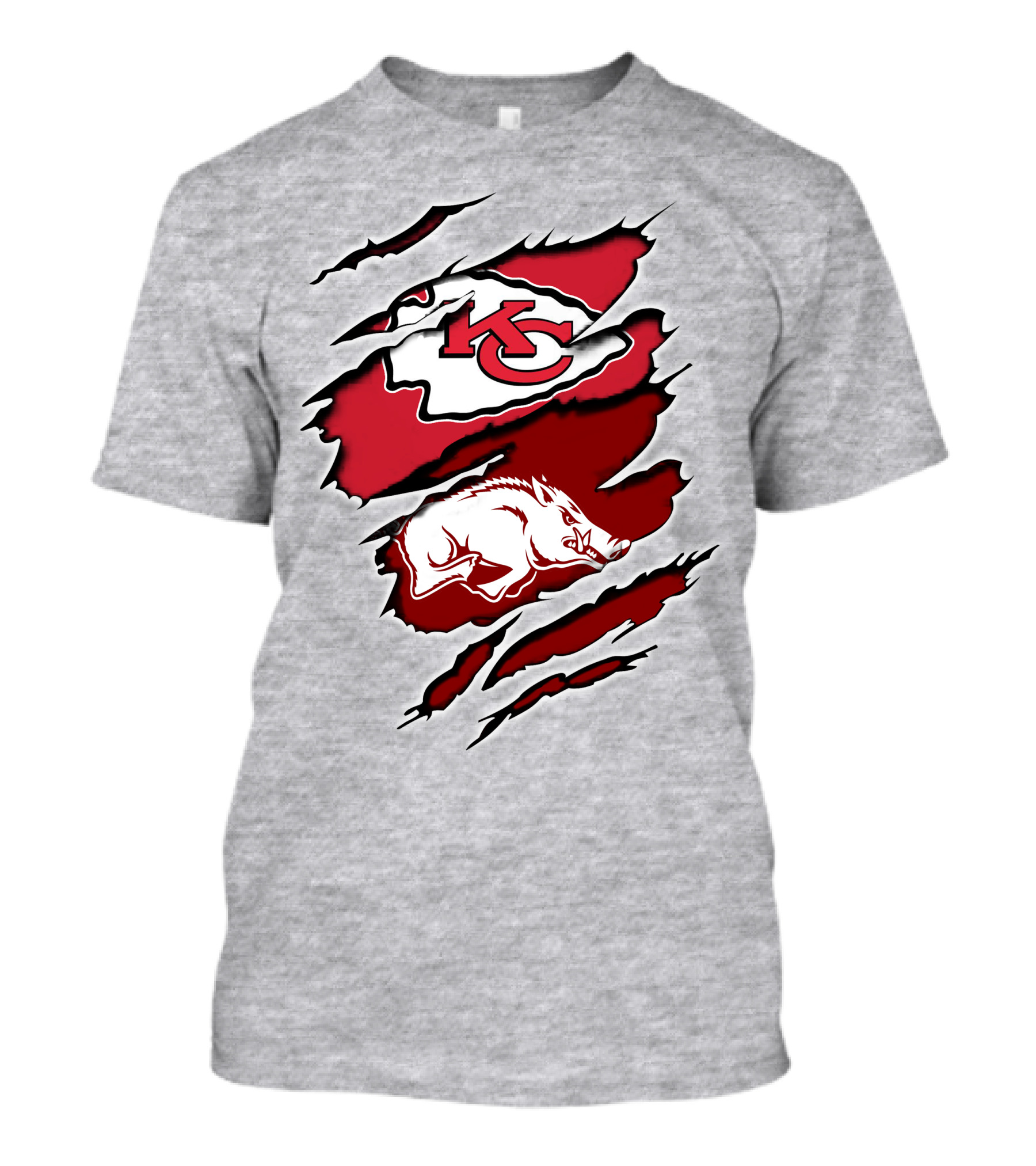 Kansas City Chiefs Arkansas Razorbacks Logo Claw Marks T-Shirt