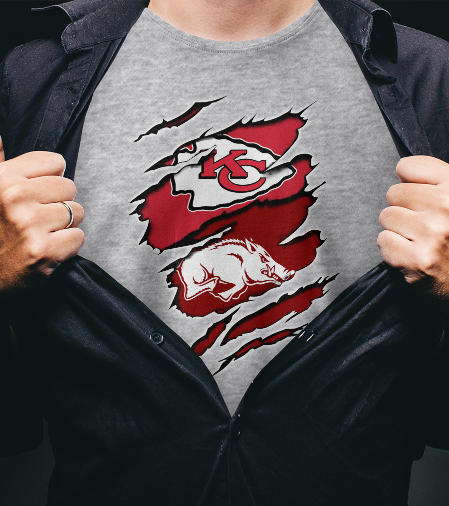 Kansas City Chiefs Arkansas Razorbacks Logo Claw Marks T-Shirt