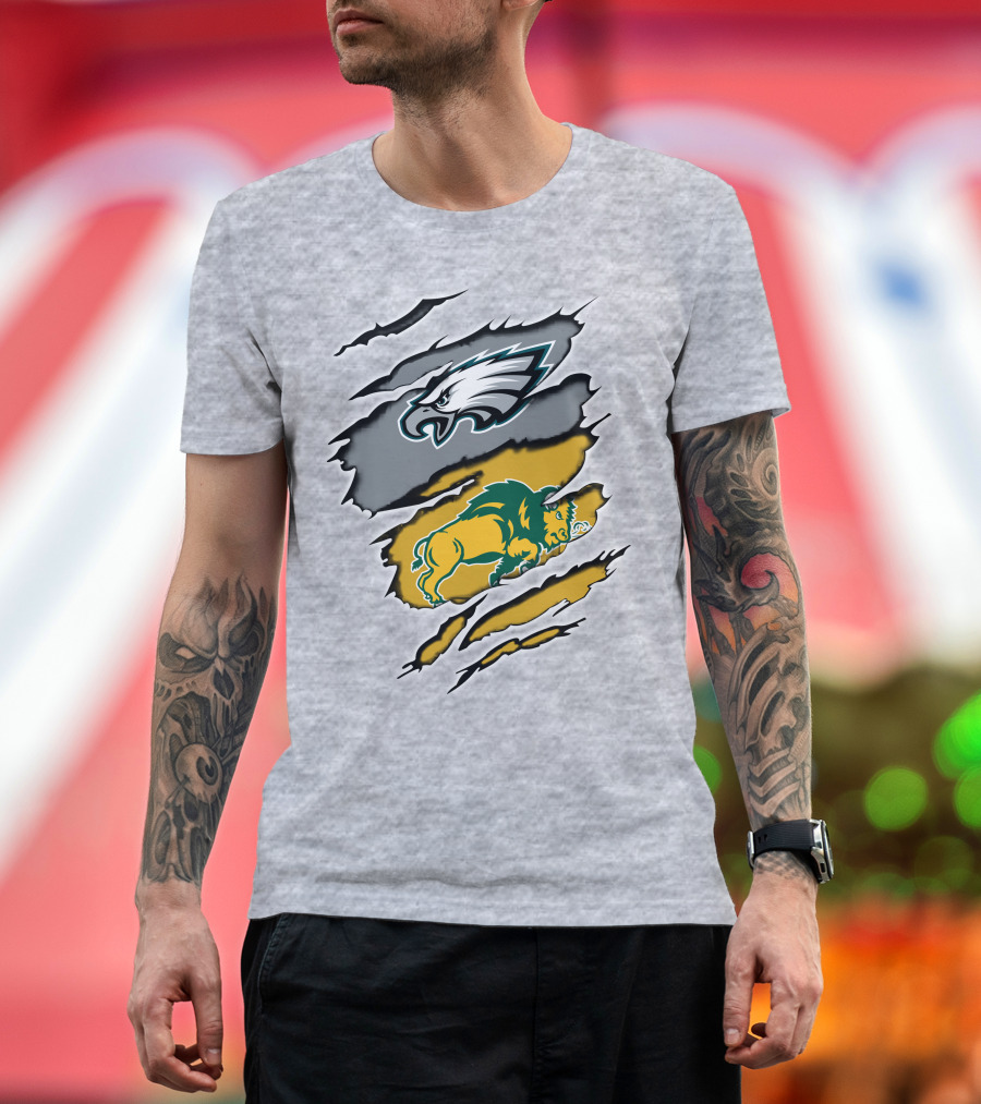 Eagles Dakota Bison Football Fusion Ripped Claw T-Shirt