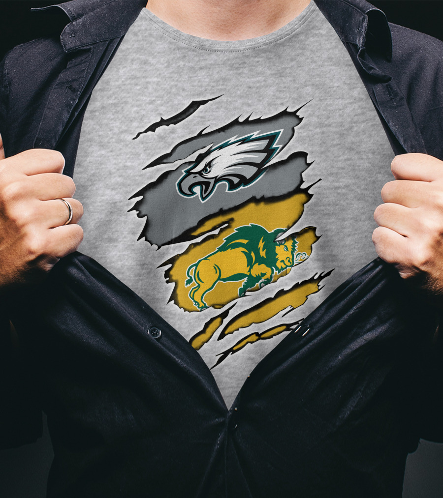 Eagles Dakota Bison Football Fusion Ripped Claw T-Shirt