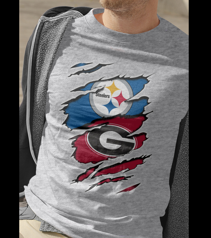 Steelers Georgia Bulldogs Fan Crossover T-Shirt