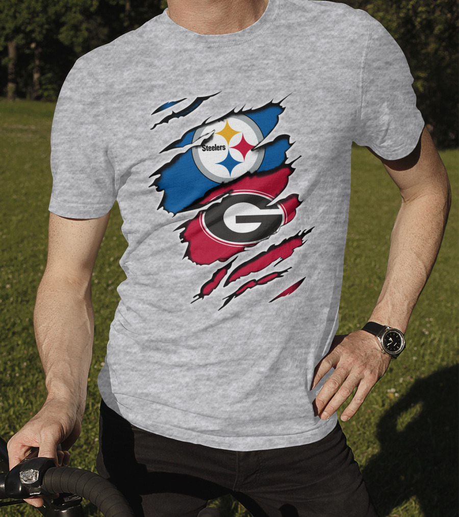 Steelers Georgia Bulldogs Fan Crossover T-Shirt