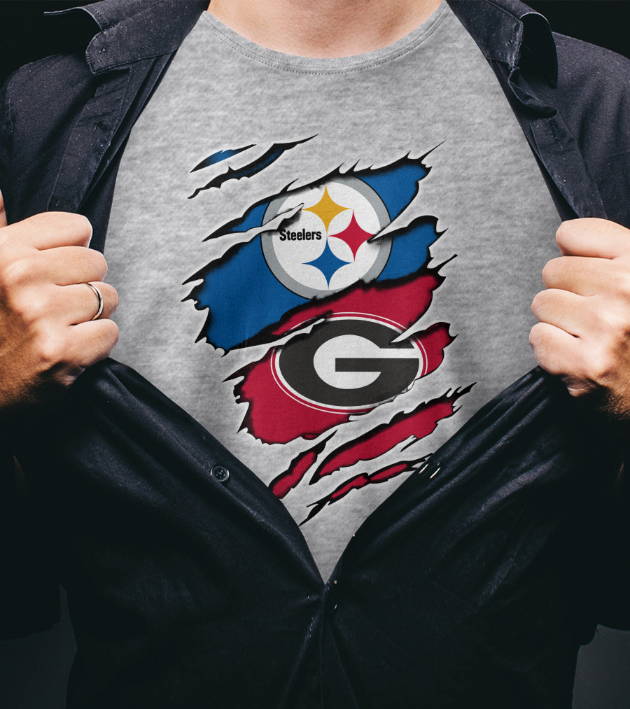 Steelers Georgia Bulldogs Fan Crossover T-Shirt