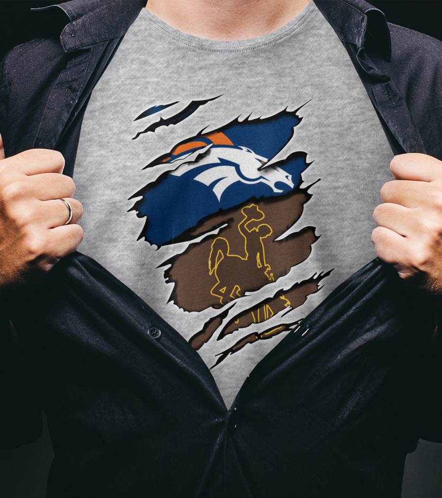 Denver Broncos Wyoming Cowboy Logo Fusion T-Shirt