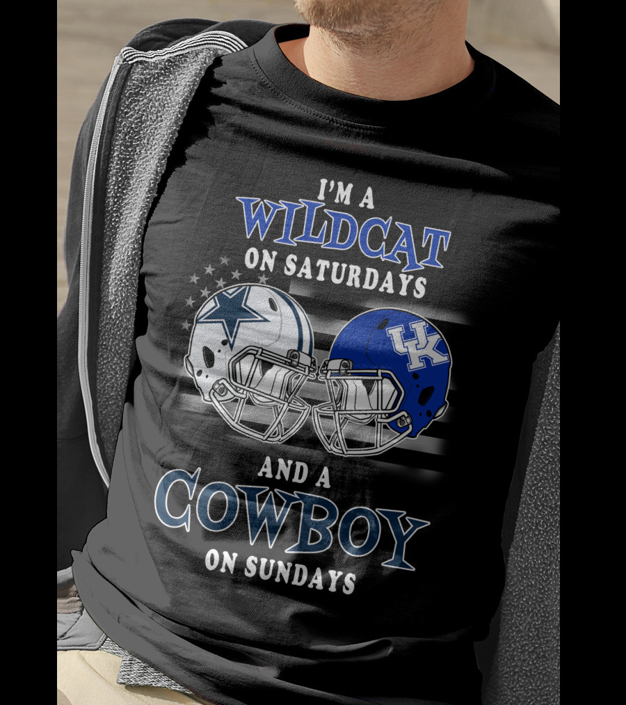 I'm A Wildcat On Saturdays And A Cowboy On Sundays Helmet Football T-Shirt