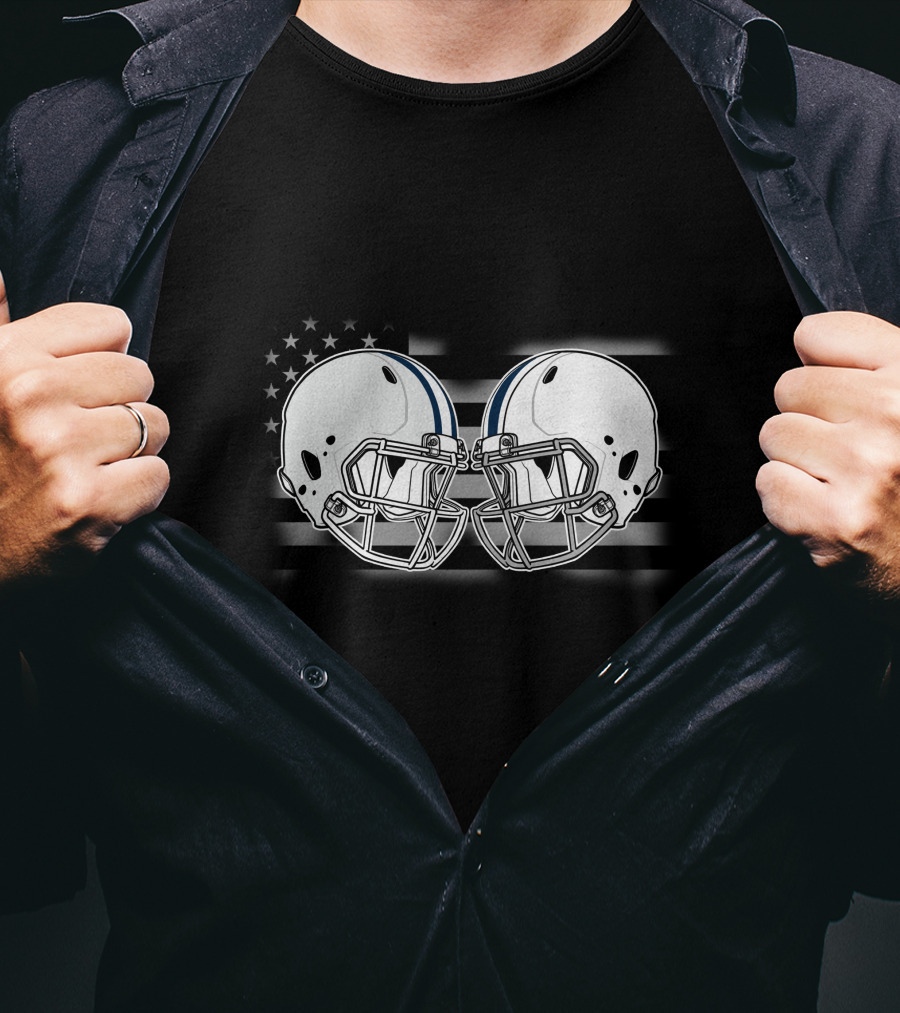 Cow Cava American Football Helmets United States Flag T-Shirt