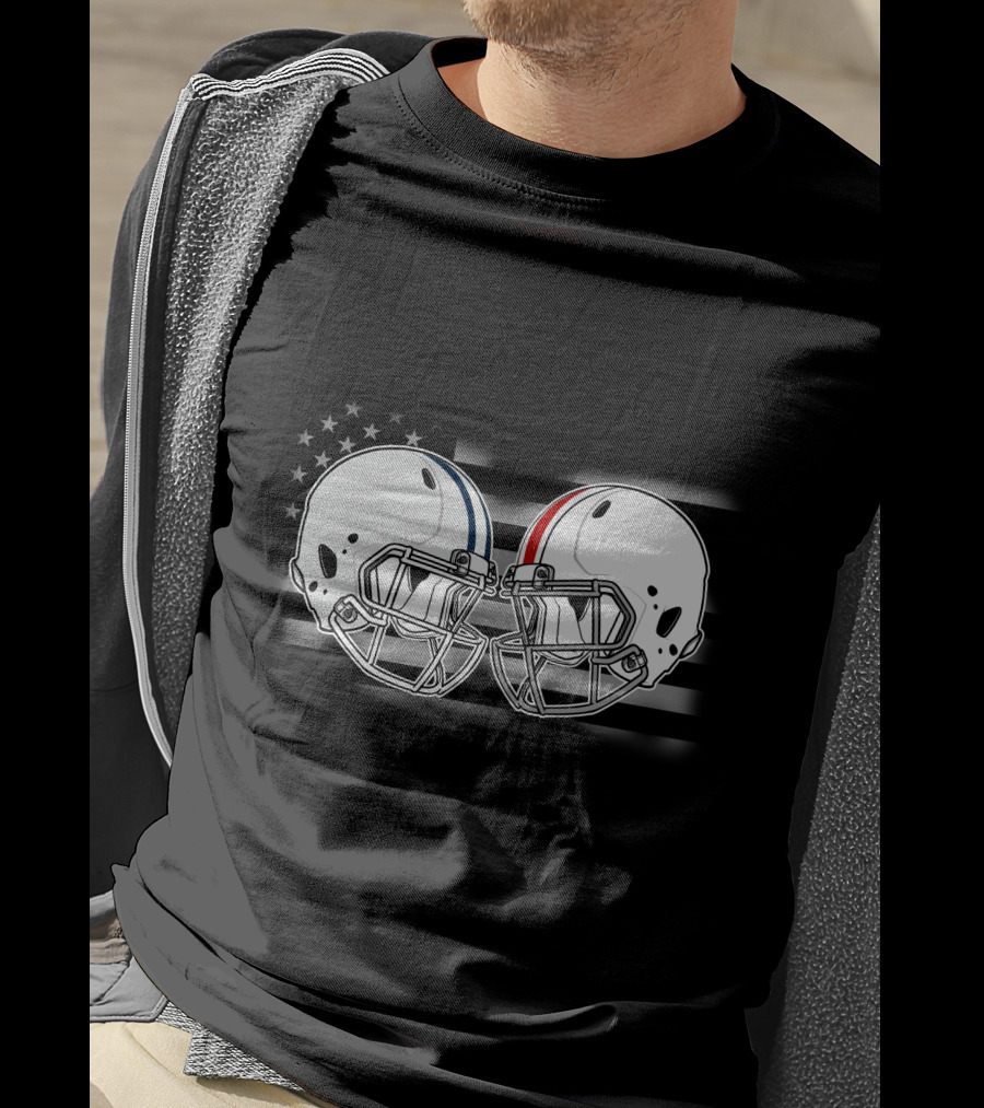 Cowboys Cornhuskers Football Rivalry Helmets American Flag T-Shirt