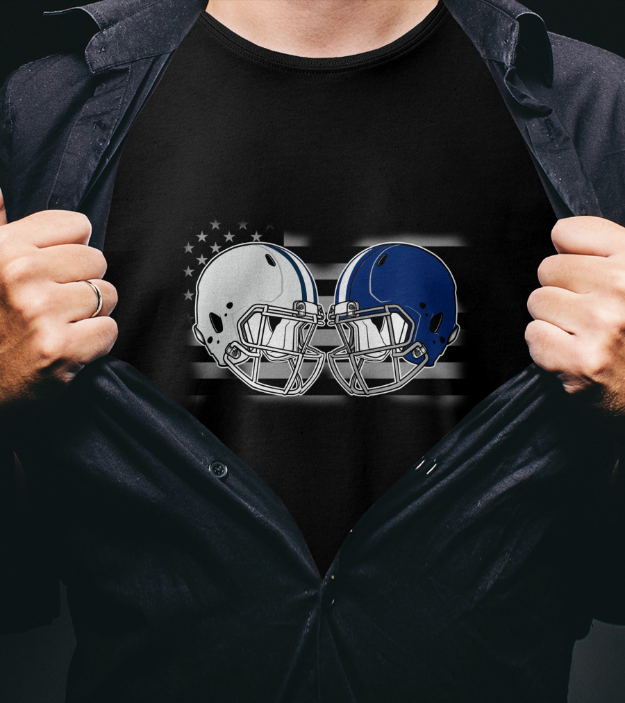 Cow Lions American Flag Football Helmets T-Shirt