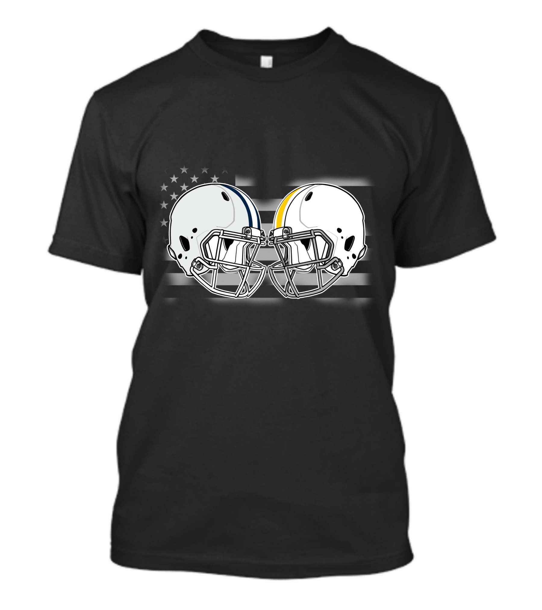 American Flag Football Helmets Cow Wyo T-Shirt