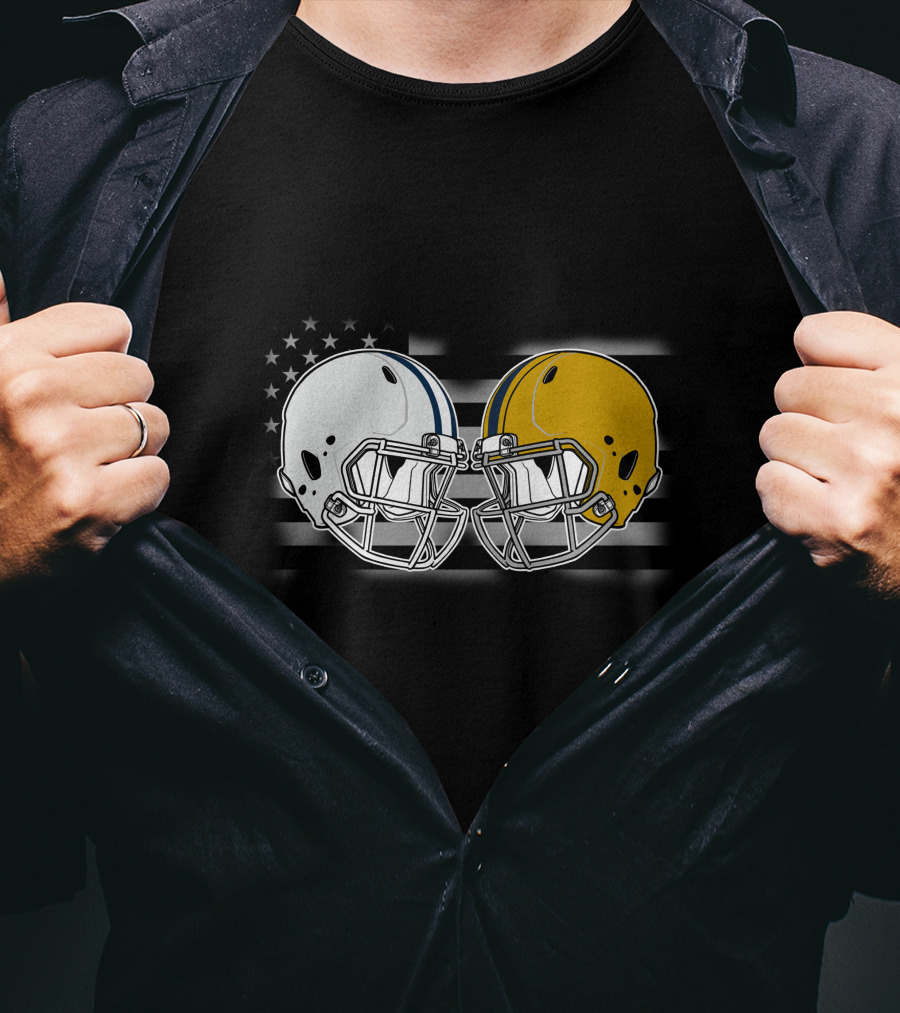 American Flag Football Helmets Cow Iris T-Shirt