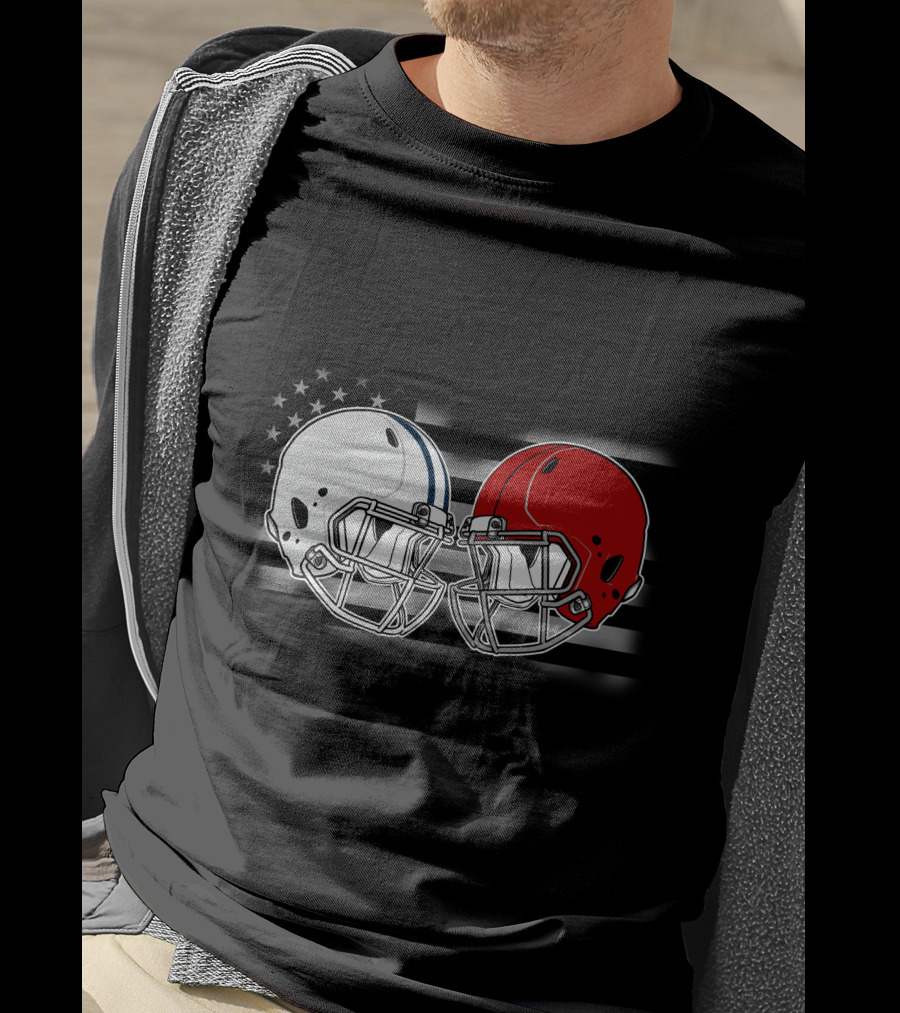American Flag Football Helmets Clash T-Shirt