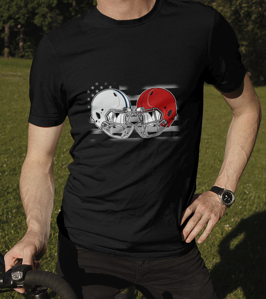 American Flag Football Helmets Clash T-Shirt