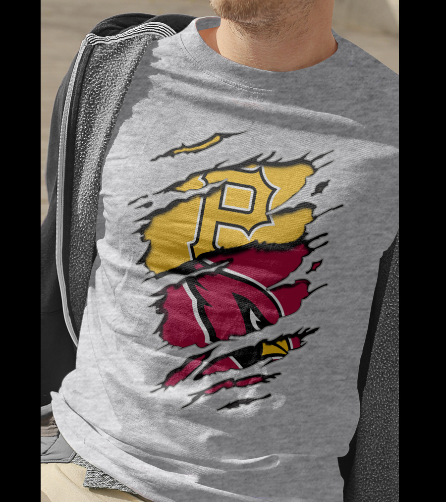 Cardinals Pirates Logos Ripped T-Shirt