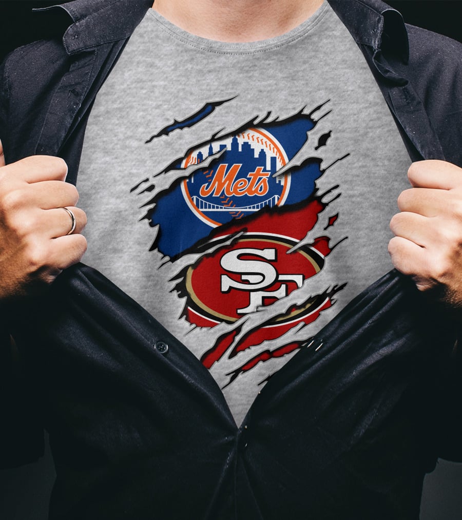 49ers Sf And Mets Skyline Logos Combo T-Shirt