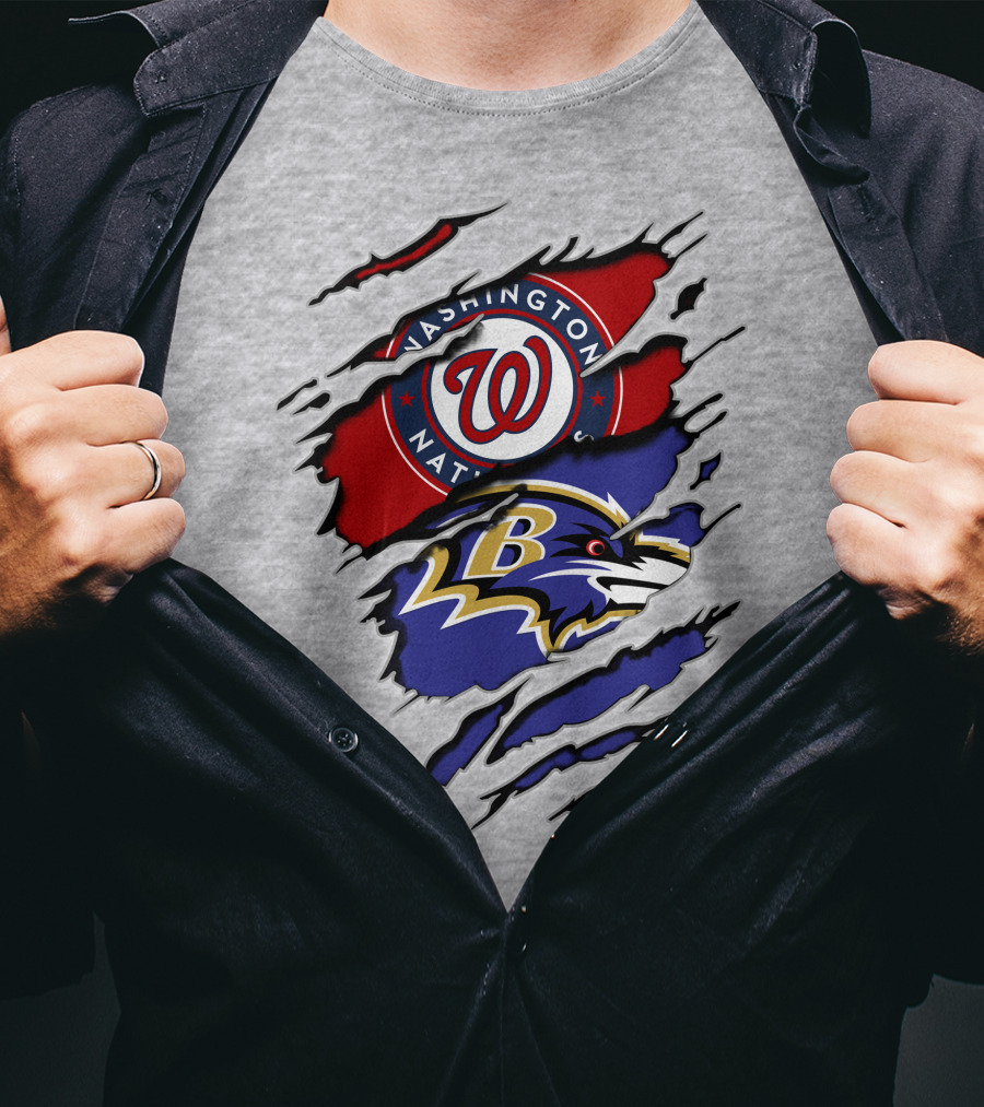 Washington Nationals Baltimore Ravens Logos T-Shirt
