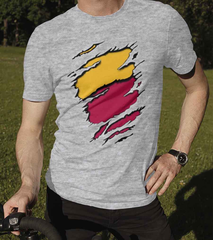 Cardinals Pirates Ripped Claw Marks Emblem Red Yellow Contrast T-Shirt