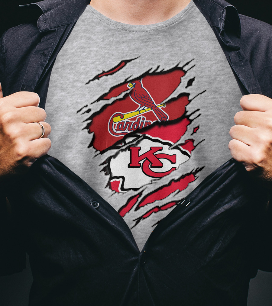 Cardinals Baseball Chiefs Football Fan Mashup T-Shirt