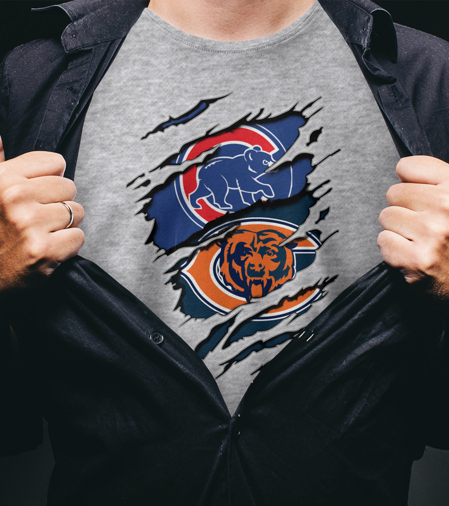 Chicago Cubs Bears Dual Logo Crossover T-Shirt