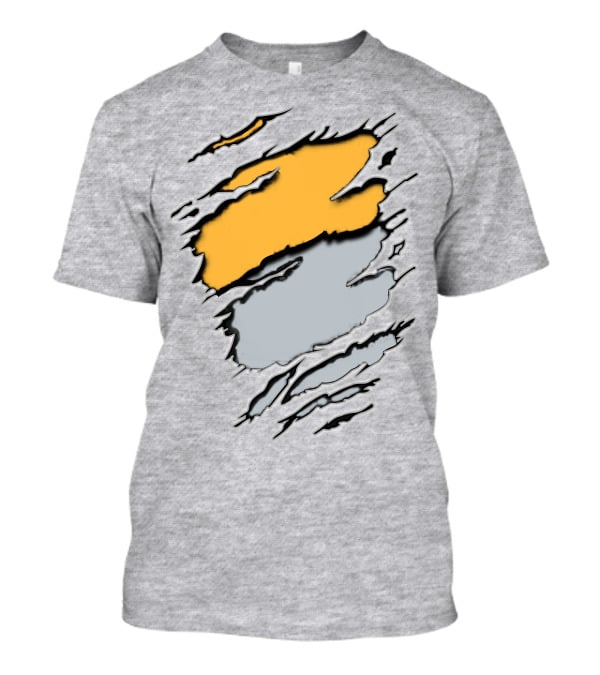 Rai Ath Grunge Torn Clawmark Style With Bold Yellow And Subtle Gray T-Shirt