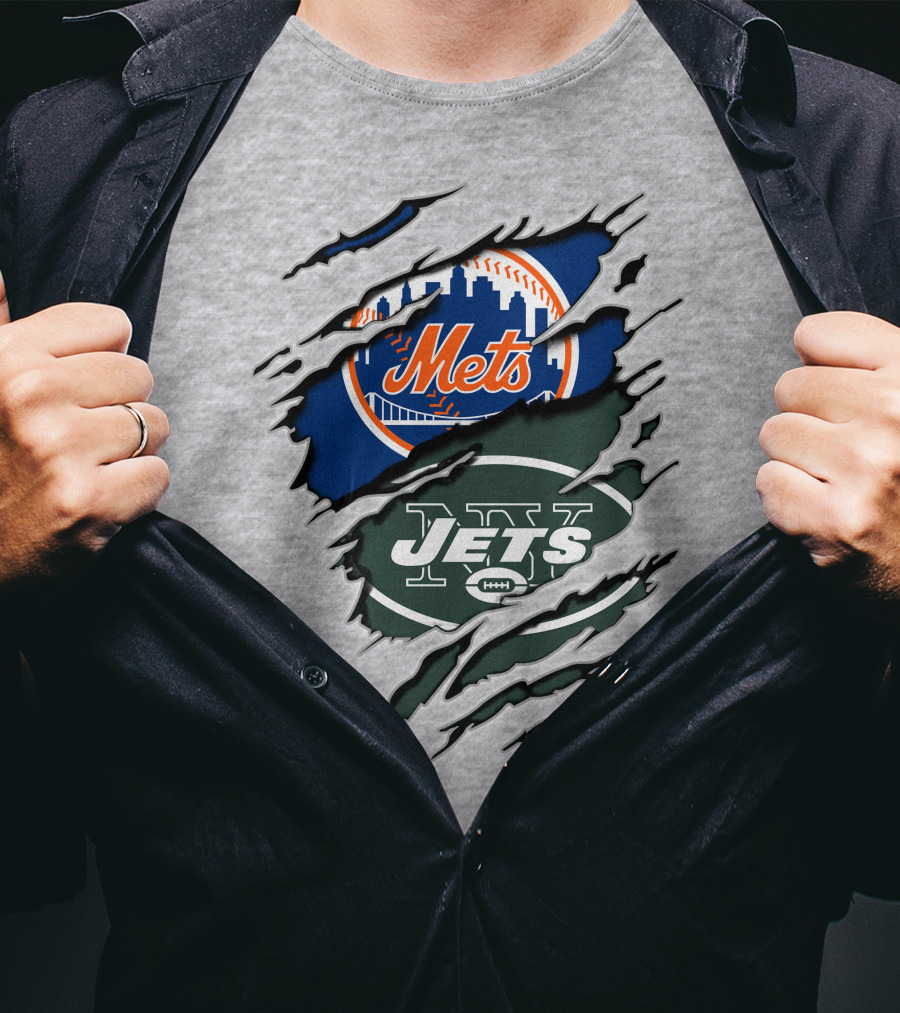 New York Mets Jets Crossover Logo T-Shirt