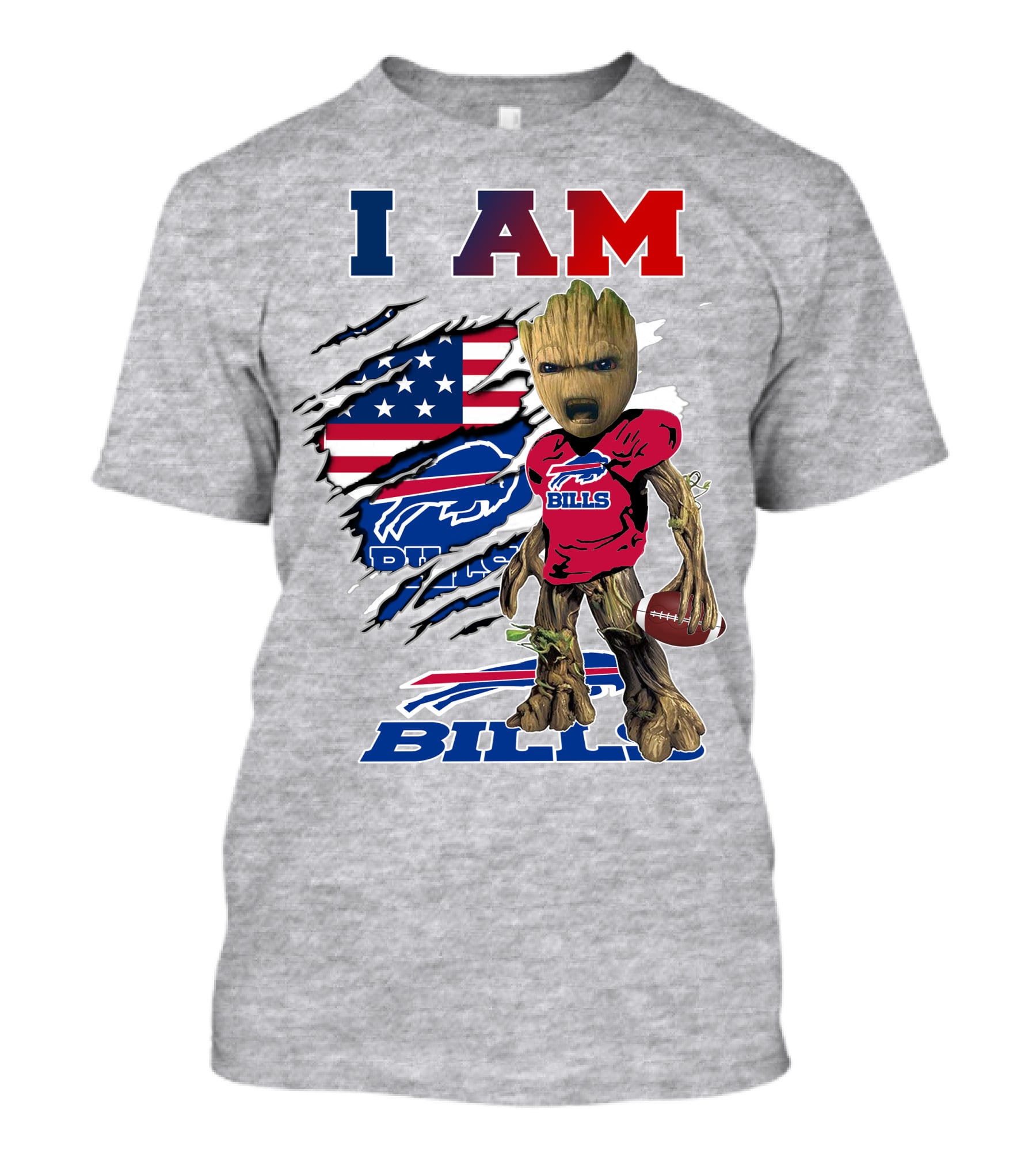I Am Bills Buffalo Football Groot Usa Flag T-Shirt