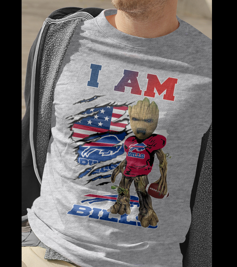 I Am Bills Buffalo Football Groot Usa Flag T-Shirt