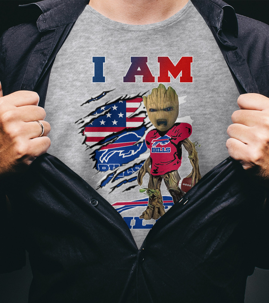 I Am Bills Buffalo Football Groot Usa Flag T-Shirt