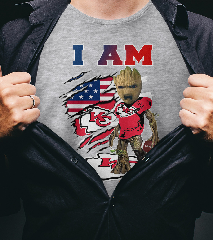 I Am Chiefs Groot Kc Chiefs Football Flag T-Shirt