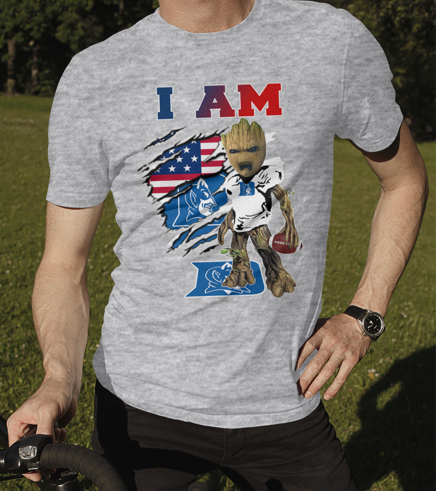 I Am Groot American Flag Duke Blue Devils Football T-Shirt