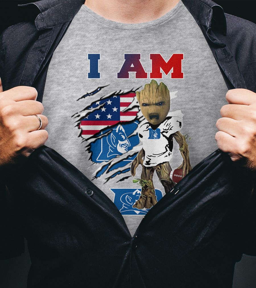 I Am Groot American Flag Duke Blue Devils Football T-Shirt